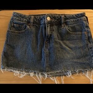 PacSun Blue Denim Frayed Mini Skirt